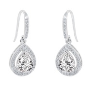 Cate & Chloe Isabel 18k White Gold Dangle Earrings | Teardrop Cubic Zirconia Earrings, Women's Drop