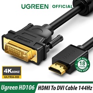 Cáp HDMI to DVI 24+1 Ugreen 30116 10135 10136 10137 10138 HD106 ( HD > < DVI dùng được 2 chiều)