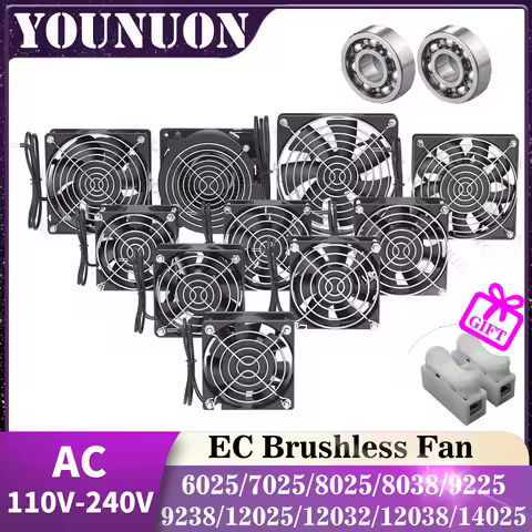 1PCS EC Brushless Fan 6025/8025/9225/12025/12038/12032 AC 110V 115V 120V 220V 240V Cooling Cooler Fa