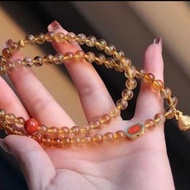 天然原礦黃水晶 南紅鈴鐺純銀吞金獸設計多圈手串手持s