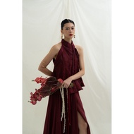 BYROAM x OUI.STUDIO NEW COLLECTION CNY JIN TOP QIBAO CHEONGSAM MAROON TOP