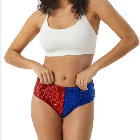 Sequins Shorts Female Clown Princess of Crime Maid of Mischief Gotham's Queen Quinny Comic Cosplay U