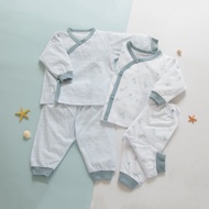 Combo 2 Bộ Quần Áo Cotton Dài Tay Cài Lệch Sơ Sinh Miomio - Họa tiết dễ thương Cho Bé Trai Bé Gái 0-