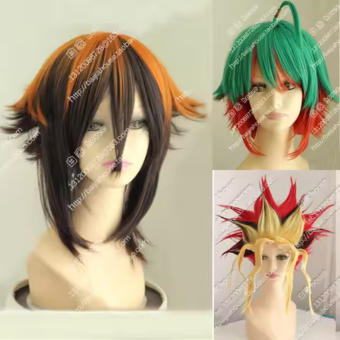 Yu-Gi-Oh! Duel Links Arc-V Jaden Yuki Yuki Judai Mutou Yuugi Aibo Cosplay Wig Sakaki Yuuya Heat Resi