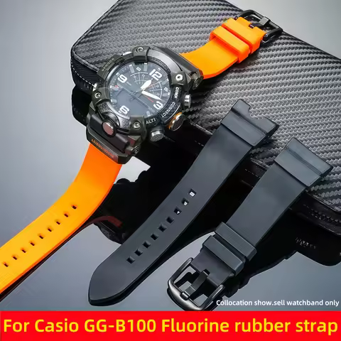 GG-B100 modified Fluorine rubber strap For Casio G-SHOCK Little Mud King 3rd 5594 GG B100 Men silico