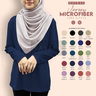 QAYRAA P1 Baju Jersey Microfiber Lengan Panjang/Long Sleeve Round Neck-Size S-5XL/Black/Maroon/Navy/