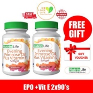 EXP01/26 NutrinLife Nutrin Life Evening Primrose Oil Plus Vitamin E 2x90's FREE GIFT+FREE DELIVERY