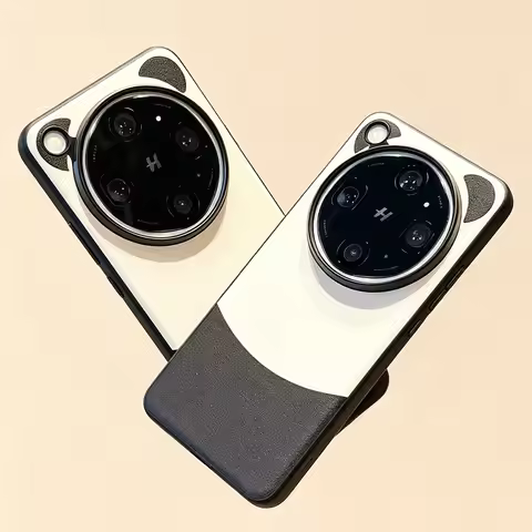 Cute Panda Plain Leather Raised Ring Case For OPPO Find X9 Ultra X8 ultra X8s + X8 Pro X7 Ultra F31