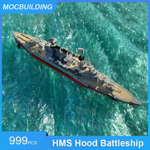MOC Building Blocks HMS Hood Battleship Model DIY Assemble Bricks Boat Transport Creative Collection