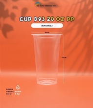 Gelas Cup Plastik 20 OZ PP - Cup Bening Polos - Cup Plastik tebal- D93