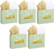Kolldenn 5 Senses Gift Bags for Him and Her Five Senses Gift Bag with Ribbon Handles and Tissue Pape