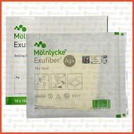 [1 PCS] 603402 Molnlycke Exufiber AG+ Gelling Fibre Dressing with Silver 10cm x 10cm