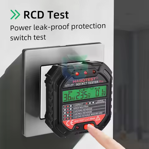 HT107E/B/D Intelligent Ground Wire Tester Socket Tester Voltage Frequency Line Power Tester LCD Plug