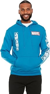 Men s Avengers Pullover Hoodie Sweatshirt Hulk,Iron Man, Captain America, Thor, Spider-Man with Kanji Symbols (X-Large) Royal Blue