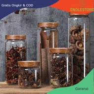Newest Laris Airtight Glass Jar Wood Lid Canister Storage - SL01