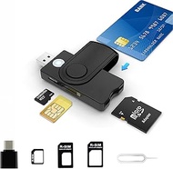 Aiyingmei CAC Smart Card Reader, 5 in 2 DOD Military USB SIM/SD/TF/ID/IC Card Adapter USB C Sim Card