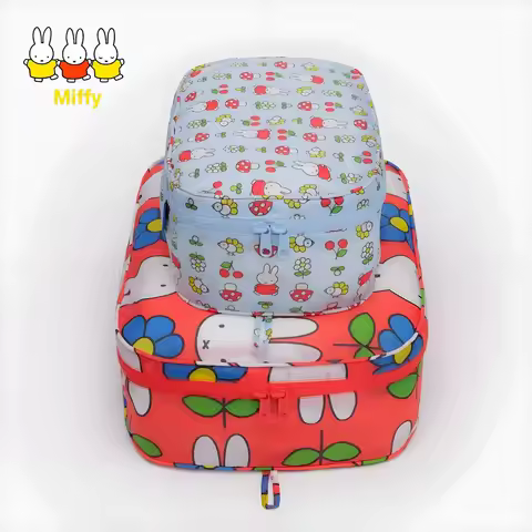 2Pcs Kawaii Miffy Rabbit Storage Bag Cartoon Cute Lightweight Large Capacity Travel Bag Outdoor Trav