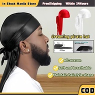 Black/White/Red Bandana Pirate Cap Hat Unisex Silk Chemo Beanie Durag