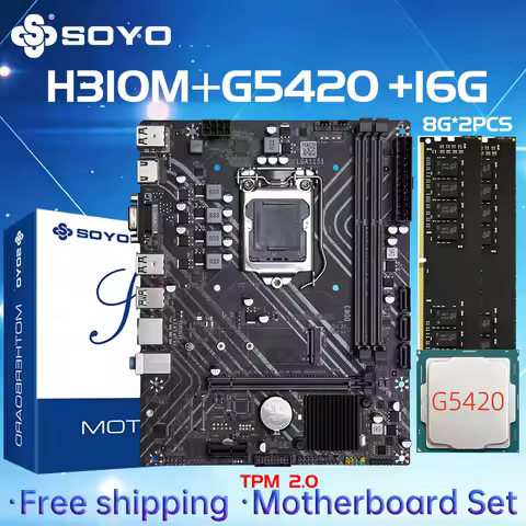 SOYO H310M DDR3 Motherboard Kit Xeon G5420 CPU 16GB=(8G*2) RAM Intel LGA1151 TPM2.0 Office Desktop P