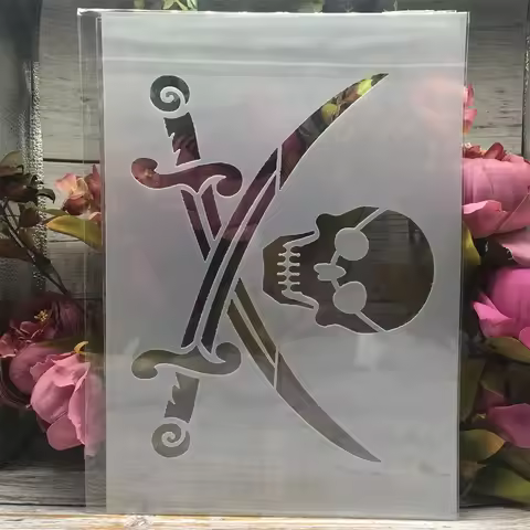 A4 29cm Pirate Skull Swords DIY Layering Stencils Wall Painting Scrapbook Coloring Embossing Album D