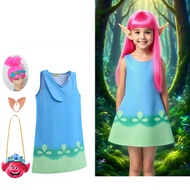 Cartoon Dress Trolls Poppy Cosplay Costume Halloween Party Clothing Birthday Gift For Girls