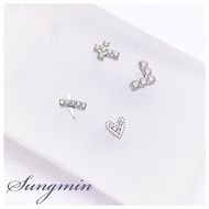 High quality TITANIUM ASTM F136 TITANIUM earrings with stone heart