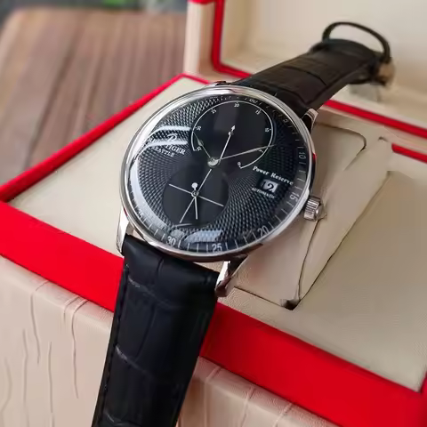 Reef Tiger (RT) Men's Casual Automatic Watch (with Power Reserve Indicator) — Leather Strap Model