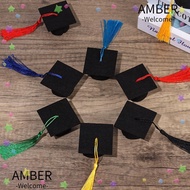 AMBER 6Pcs Mini Graduation Hat Flowers Tassels Decoration Doctoral Cap