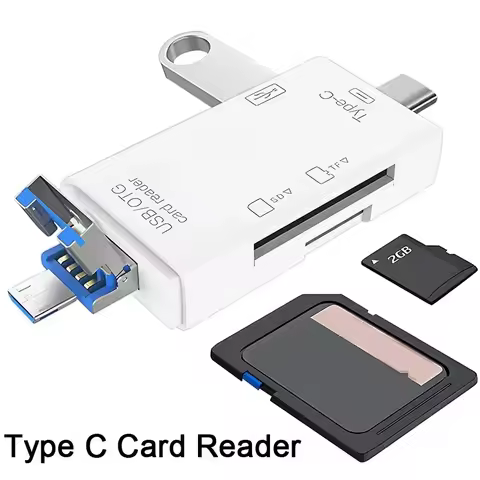1/2/3/4Pcs Multifunction 6 In 1 OTG SD Card Reader Adapter 5Gbps USB 2.0 Type-C/TF/SD Memory Card Sm