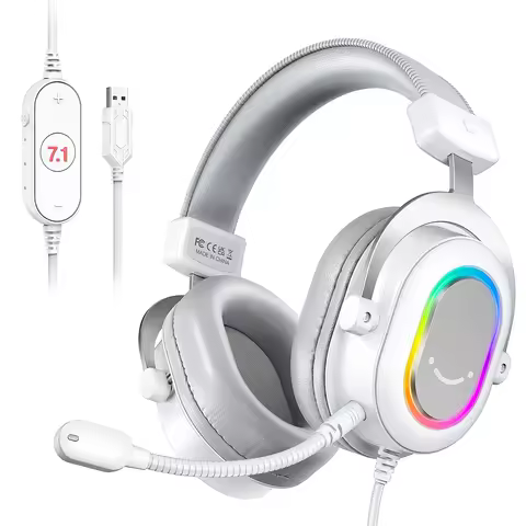 FIFINE RGB Gaming Headset with 7.1 Surround Sound/3-EQ/MIC,Over-ear Headphone with In-line Control f
