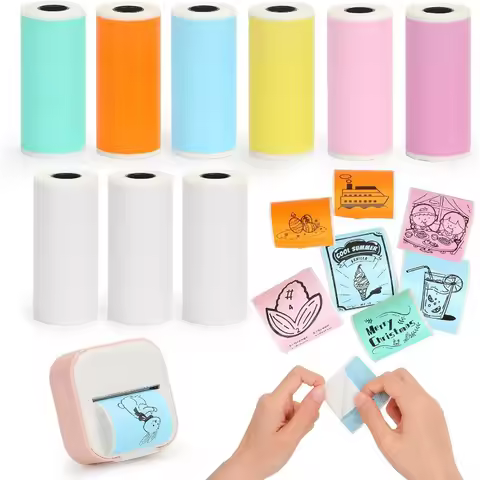 Mini Printer Sticker Paper, Thermal Paper Rolls For T02/M02 and Mini Printer, Smooth Color Self-Adhe