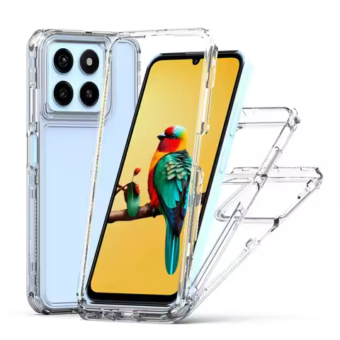 Transparent 3 in1 Rugged Armor Shockproof Phone Case For ZTE Blade A35 A55 6.75 inches Hard Plastic 