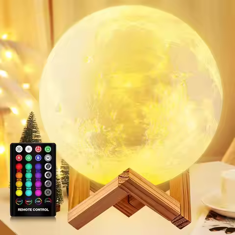 ZK30 Moon Lamp Kids Night Light Galaxy Lamp 16 Colors LED 3D Moon Light Touch Remote Control Recharg