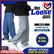 MR MURAH_ Men Harem Jeans Loose Fit Jeans Vintage Straight Haraju Pants Baggy Trouser Hiphop Denim S