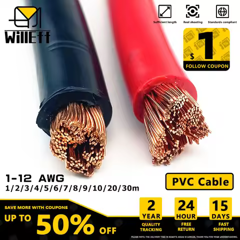 PVC Electric Cable Solid Pure Copper Wire Power Extension Cable Car Battery Jumper Wiring Electrical