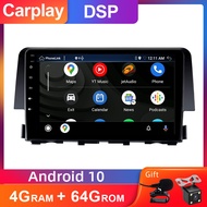 EKLEVA ระบบนำทาง GPS สเตอริโอรถยนต์8 Core Android 14สำหรับ Honda Civic 2016-2020 WIFI Autolink DSP R