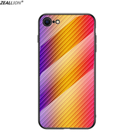 Zeallion Cho [Apple iPhone SE 2020] Ốp Điện Thoại Bằng Kính Cường Lực Họa Tiết Sợi Carbon Bóng Nhiều