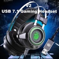 V2 USB 7.1 Gaming Headset RGB Wired Headphones Noise Cancelling Mic PC Gamer Headset For PUBG LOL