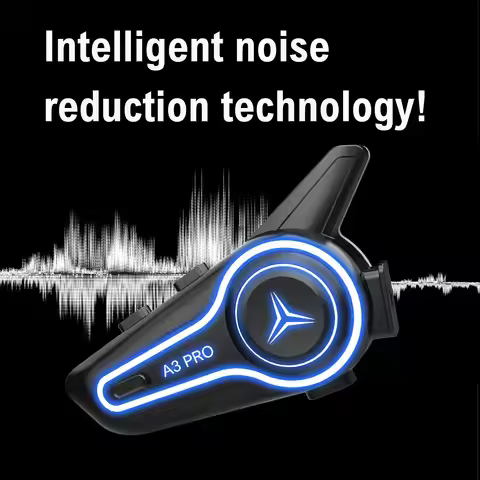 A3 Pro Motorcycle Intercom Helmet Bluetooth Headset Music Sharing IP67 Waterproof Intelligent Noise 