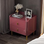MRDAER Bedside Cabinet With 2 Drawers，Solid Wood Lacquered Board Bedside Table，Silent Slide，Nightstand Cabinet Iron Paint Design Side Table Open Storage Shelf(Size:40 * 50 * 50cm,Color:Bl needed