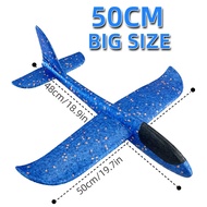 50ซม. เครื่องร่อนเครื่องบินโฟมขนาดใหญ่ไฟเครื่องบินโยนด้วยมือแรงเฉื่อย EPP Bule เครื่องบินกลางแจ้ง Lah Kids Toys สำหรับเด็กเด็กผู้ชายของขวัญ