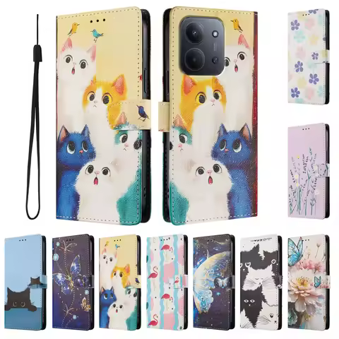 Printed Cartoon Leather Wallet Flip Case for Redmi 15 15C A5 A4 A3 A2 A1 14C 13 13C 12 12C 11A 10 9A