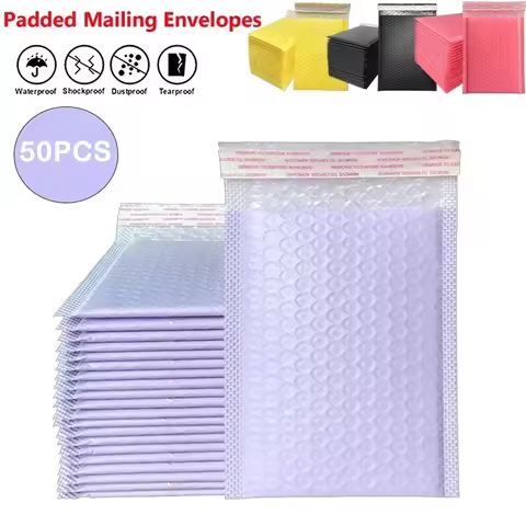 Bubble Mailers 50pc Pink Poly Padded Envelope Bulk Bubbles Lined Wrap Polymailer Bags for Shipping P