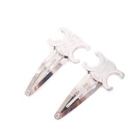 成色極佳 ★ CELINE Triomphe 標誌髮夾，銀色，帶盒子和防塵袋，意大利製造，女士款