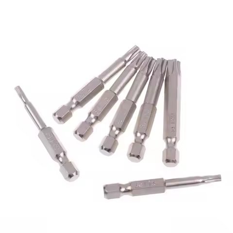 7Pcs S2 Magnetic Torx Screwdriver Bits 5 Point 50mm 1/4" Hex Shank T10 T15 T20 T25 T27 T30 T40