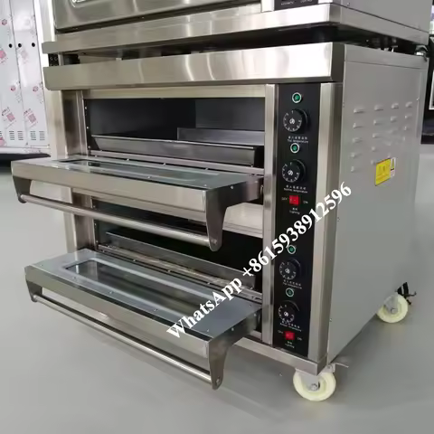 Electric Oven 6400W Commercial Baking Machine 220V 2 Layer 2 Trays Bread Pizza Chicken Bakery Gas Br