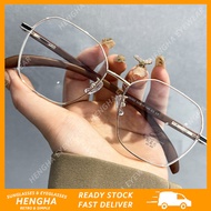 (HENGHA) Oversized Square Frame Anti Blue Light Eyeglasses for Women Korean Fashion Metal Frame Eyeg