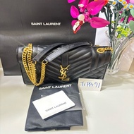 絕對正品 YSL 中款 信封包 ENVELOPE  學院包 ysl  黑金