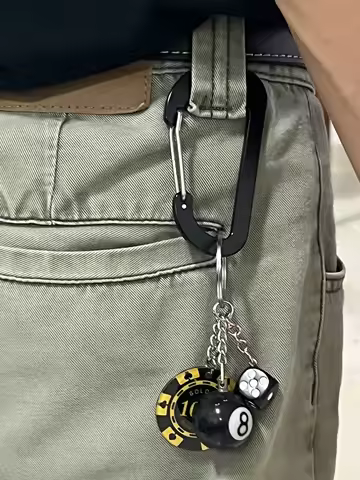 Fashionable Multi functional Keychain Casino Style Lucky Dice Black 8 Lucky Chip Pendant Mountaineer