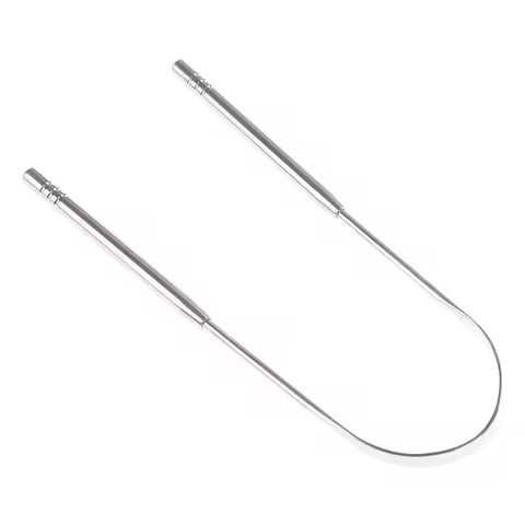 1Pc Stainless Steel Tongue Scraper Silver Metal Cleaner Eco-friendly Oral Care Fresh Tool Reusable B